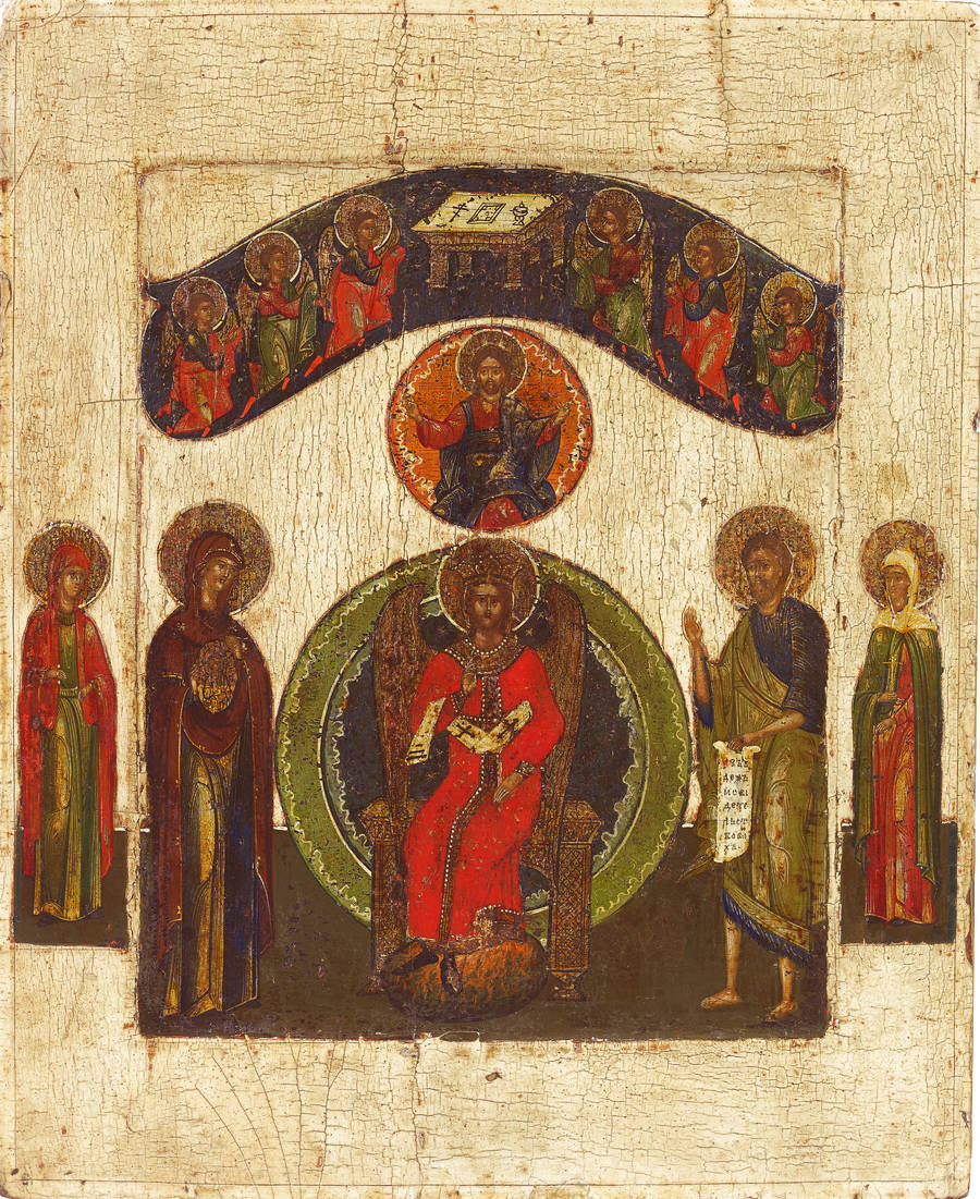 Detailed view: AZ12. Sophia Wisdom of God- exhibited at the Temple Gallery, specialists in Russian icons