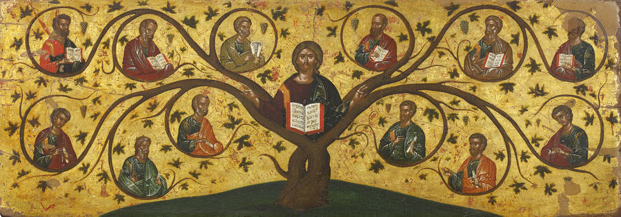 Detailed view: AZ15. Christ the True Vine- exhibited at the Temple Gallery, specialists in Russian icons