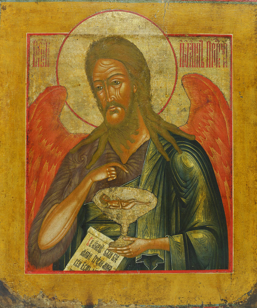 Detailed view: AZ02. Saint John the Forerunner- exhibited at the Temple Gallery, specialists in Russian icons