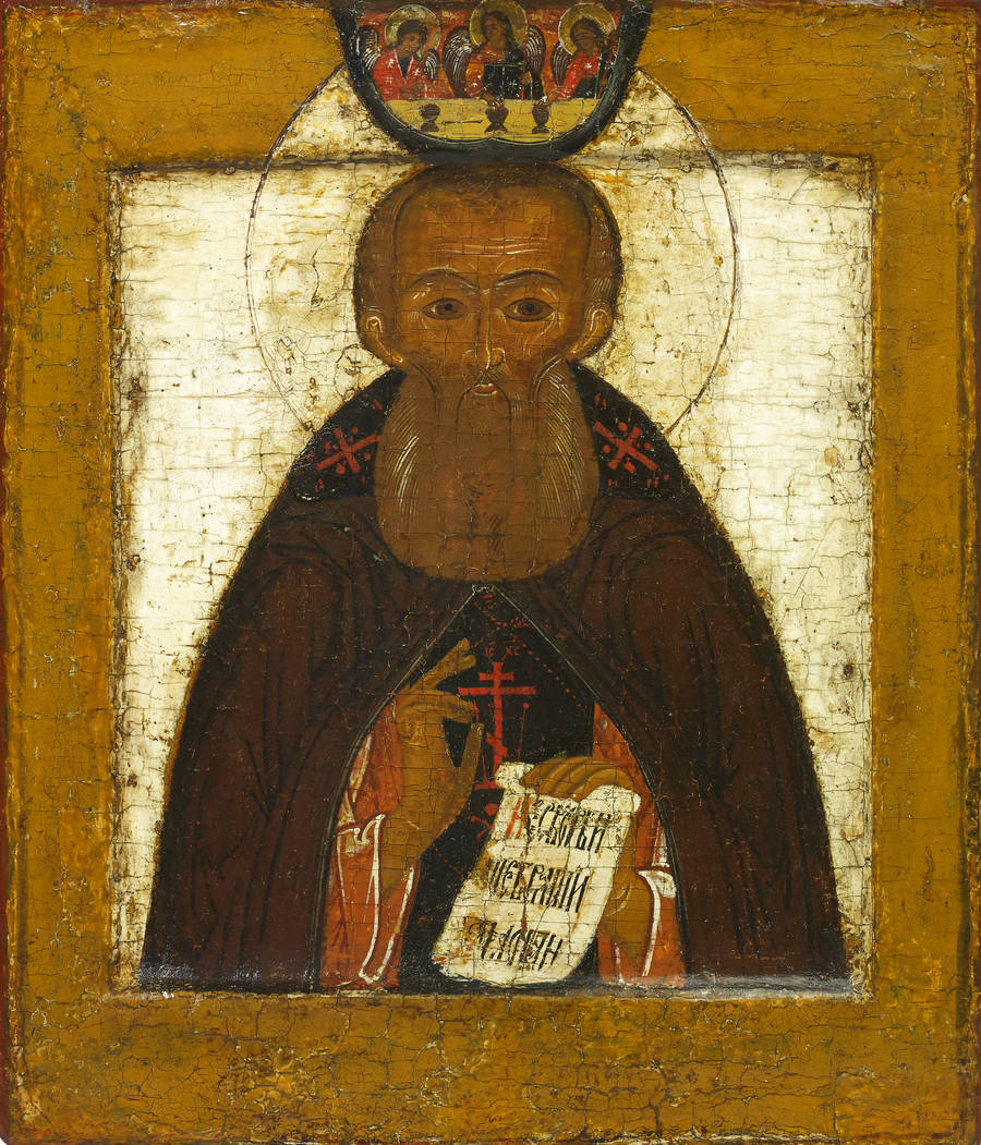 Detailed view: AZ31. Saint Sergius- exhibited at the Temple Gallery, specialists in Russian icons