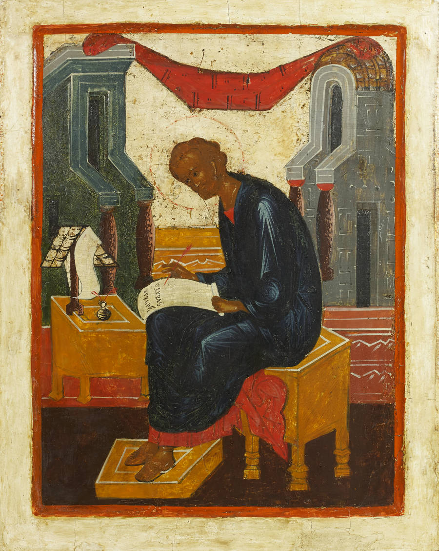 Detailed view: AZ25. Saint Mark the Evangelist- exhibited at the Temple Gallery, specialists in Russian icons